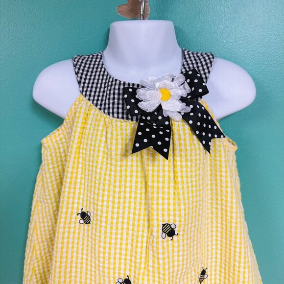 Rare, Too! Girls Yellow & Black Bumble Bee Seersucker Dress Size 4T - Picture 5 of 7
